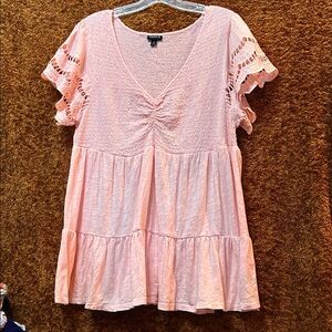 Torrid Blush Pink Ruffle Sleeve Blouse